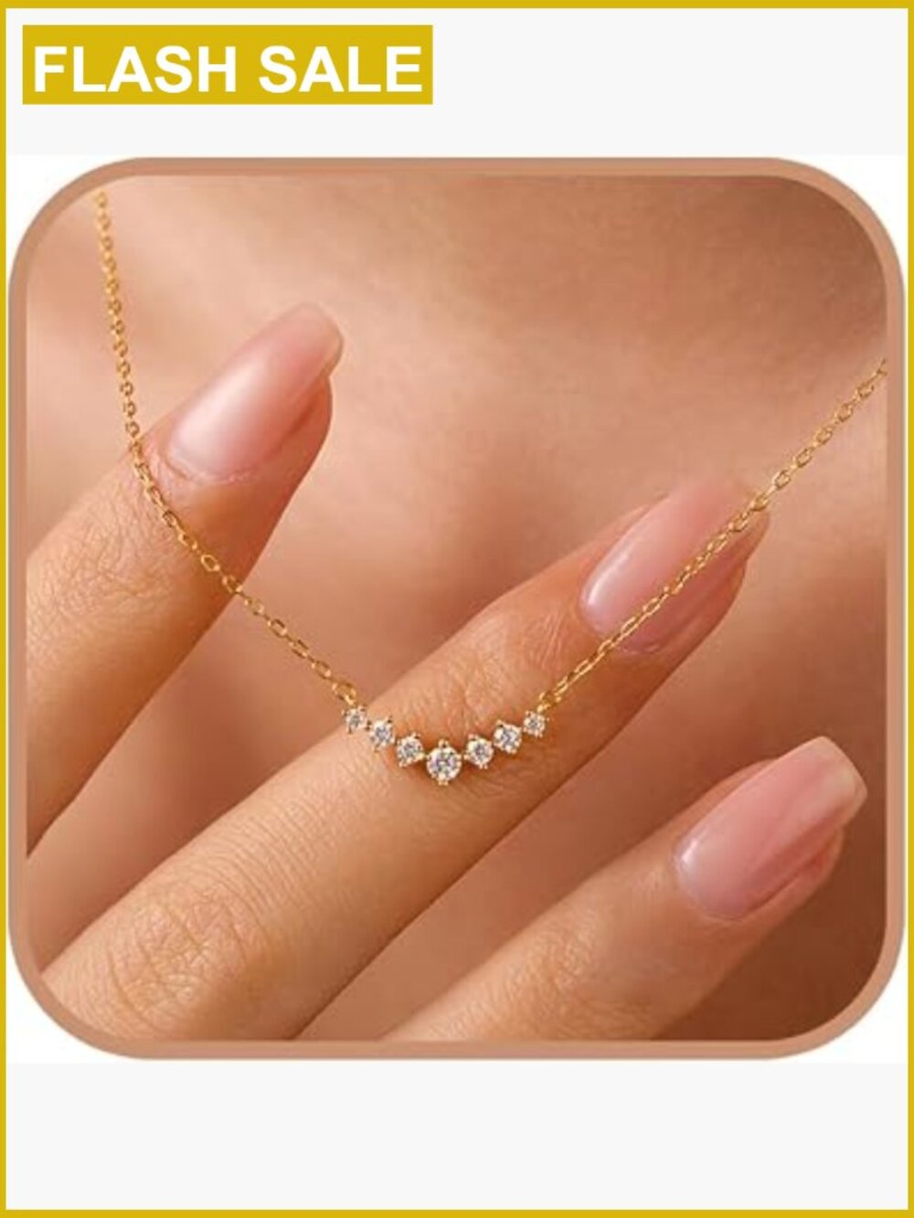 925 Sterling Silver CZ Curved Bar Pendant Necklace 14K Gold Plated Chain